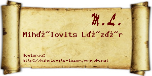 Mihálovits Lázár névjegykártya